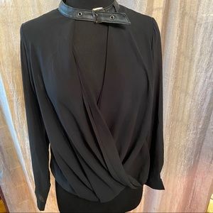 Double Zero top with faux leather accents